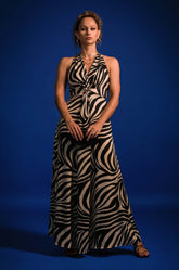 Halter Neck Printed Maxi Dress